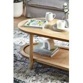 Temple &amp; Webster Anya Oval Mango Wood &amp; Rattan Coffee Table