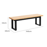 Temple &amp; Webster Natural &amp; Black Ski-Leg Oak Wood Dining Bench