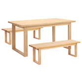 Temple &amp; Webster Natural Dining Table &amp; Bench Set
