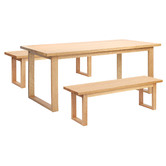 Temple &amp; Webster Natural Dining Table &amp; Bench Set