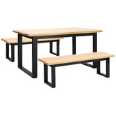 Temple & Webster Natural & Black Dining Table & Bench Set