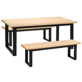 Temple &amp; Webster Natural &amp; Black Dining Table &amp; Bench Set