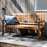 Temple &amp; Webster 3 Seater Natural Santa Cruz Acacia Wood Outdoor Bench Set