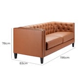 Temple &amp; Webster Thiago 3 Seater Premium Faux Leather Sofa