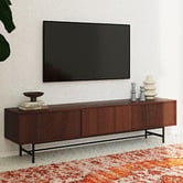 Temple &amp; Webster 200cm Walnut Gannon Retro Lowline TV Unit