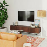 Temple &amp; Webster 200cm Walnut Gannon Retro Lowline TV Unit