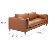 Temple &amp; Webster Tan Brahm 3 Seater Premium Faux Leather Sofa