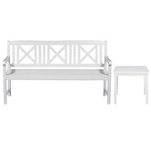 Temple &amp; Webster 3 Seater White Santa Cruz Acacia Wood Outdoor Bench Set