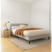 Temple &amp; Webster Light Grey Laybell Fabric Bed with Headboard