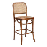 Temple &amp; Webster 65cm High Back Luca Beech Wood &amp; Rattan Barstool