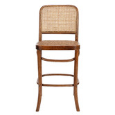 Temple &amp; Webster 65cm High Back Luca Beech Wood &amp; Rattan Barstool