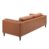 Temple &amp; Webster Tan Brahm 3 Seater Premium Faux Leather Sofa