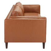Temple &amp; Webster Tan Brahm 3 Seater Premium Faux Leather Sofa