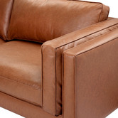 Temple &amp; Webster Tan Brahm 3 Seater Premium Faux Leather Sofa