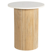Temple &amp; Webster Anika Mango Wood &amp; Marble Side Table
