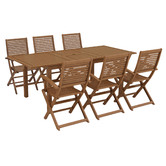 Temple &amp; Webster 6 Seater Natural Lanai Wood Outdoor Extendable Dining Set
