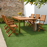 Temple &amp; Webster 6 Seater Natural Lanai Wood Outdoor Extendable Dining Set