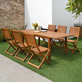 Temple &amp; Webster 6 Seater Natural Lanai Wood Outdoor Extendable Dining Set