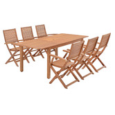 Temple &amp; Webster 6 Seater Natural Lanai Wood Outdoor Extendable Dining Set