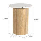 Temple &amp; Webster Anika Round Mango Wood &amp; Marble Coffee &amp; Side Table Set