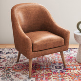 Temple &amp; Webster Tan Maya Faux Leather Armchair