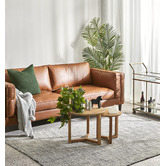 Temple &amp; Webster Tan Brahm 3 Seater Premium Faux Leather Sofa