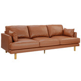 Temple &amp; Webster Bungalow Premium 3 Seater Faux Leather Sofa