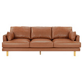 Temple &amp; Webster Bungalow Premium 3 Seater Faux Leather Sofa