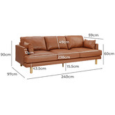 Temple &amp; Webster Bungalow Premium 3 Seater Faux Leather Sofa