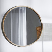 Temple &amp; Webster Tate Round Wooden Framed Wall Mirror