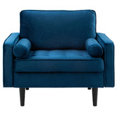 Temple &amp; Webster Navy Stockholm Velvet 3 Seater Sofa &amp; Armchair Set