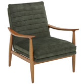 Temple &amp; Webster Olive Green Aldric Velvet Armchair &amp; Ottoman Set