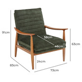 Temple &amp; Webster Olive Green Aldric Velvet Armchair
