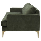 Temple &amp; Webster Olive Green Darya 3 Seater Velvet Sofa