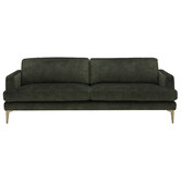 Temple &amp; Webster Olive Green Darya 3 Seater Velvet Sofa