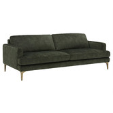 Temple &amp; Webster Olive Green Darya 3 Seater Velvet Sofa