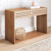 Temple &amp; Webster Oak Xavi Slatted Console Table