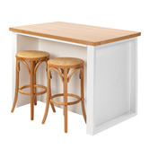 Temple &amp; Webster 2 Seater Rhodes Kitchen Island Bench &amp; Luca Stool Set