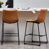 Temple &amp; Webster 66cm Phoenix Vintage-Style Faux Leather Barstools