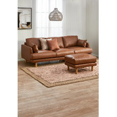 Temple &amp; Webster Bungalow Premium 3 Seater Faux Leather Sofa