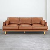 Temple &amp; Webster Tan Bungalow Premium 3 Seater Sofa &amp; Ottoman Set