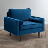 Temple &amp; Webster Navy Stockholm Velvet 3 Seater Sofa &amp; Armchair Set