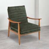 Temple &amp; Webster Olive Green Aldric Velvet Armchair &amp; Ottoman Set