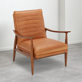 Temple &amp; Webster Aldric Genuine Leather Armchair &amp; Ottoman Set