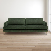 Temple &amp; Webster Olive Green Darya 3 Seater Velvet Sofa