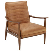 Temple &amp; Webster Aldric Genuine Leather Armchair &amp; Ottoman Set