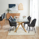 Temple &amp; Webster 200 x 100cm Charlie Glass Dining Table
