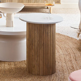 Temple &amp; Webster Anika Mango Wood &amp; Marble Side Table