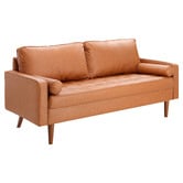 Temple &amp; Webster Tan Stockholm 3 Seater Faux Leather Sofa