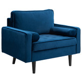 Temple &amp; Webster Navy Stockholm Velvet 3 Seater Sofa &amp; Armchair Set